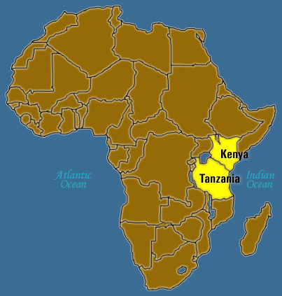 Kenya and Tanzania Africa map