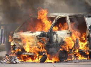 Taxi on fire image