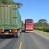Bus overtakes truck in Africa
